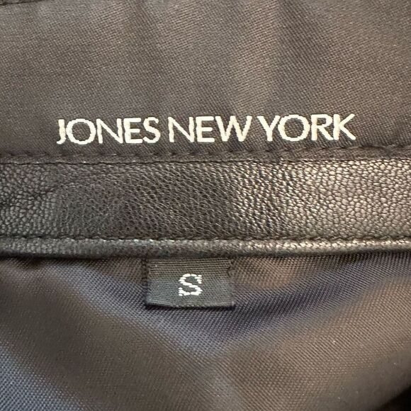 Jones New York Genuine Leather Fitted Full Zip Black Jacket Small - Picture 4 of 5